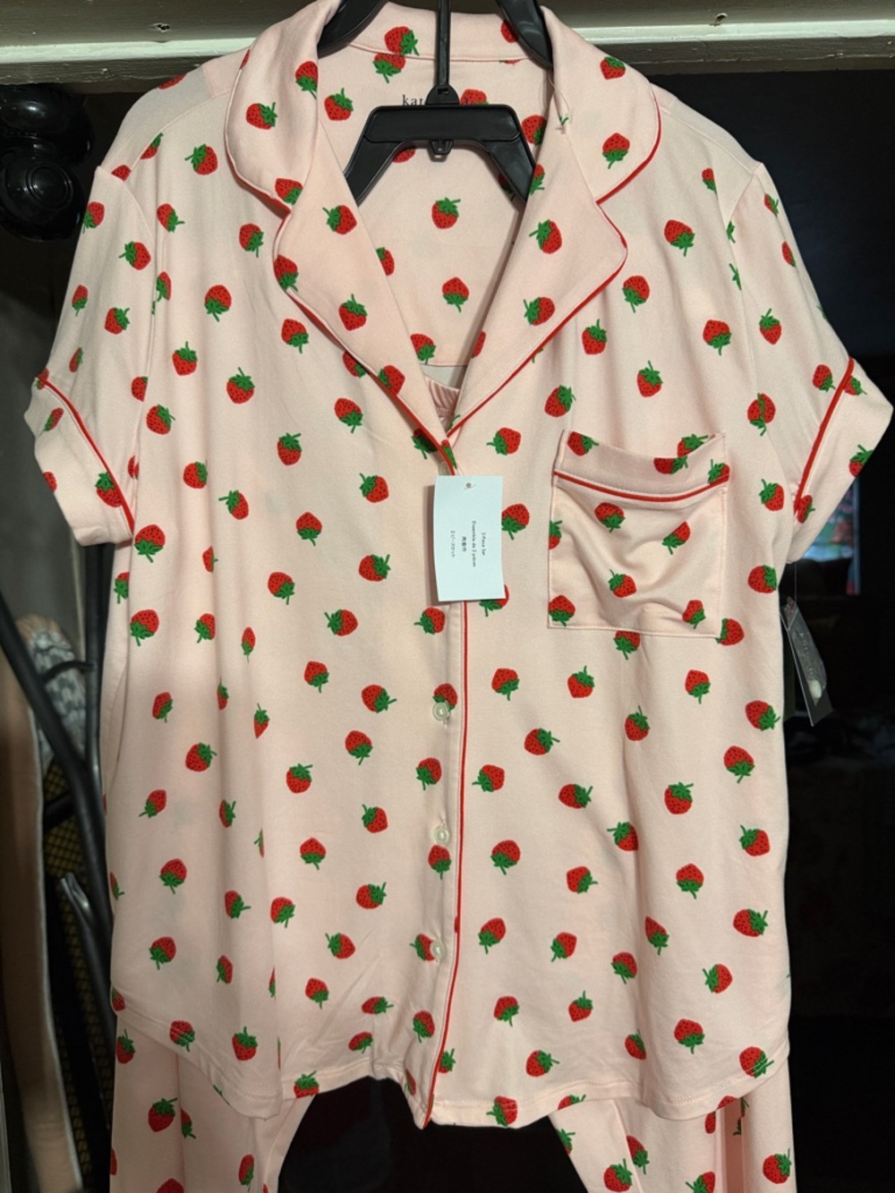 kate spade Pink Strawberry Print Short Sleeve Pajama Top
